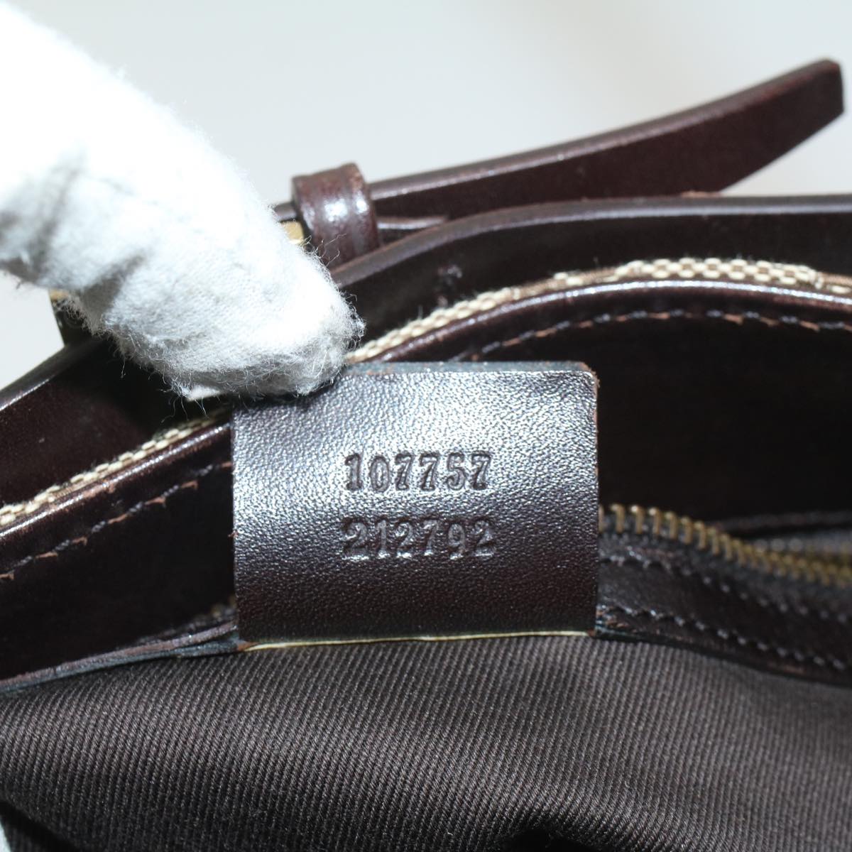 GUCCI GG Canvas Tote Bag Leather Beige 107757 yk8831