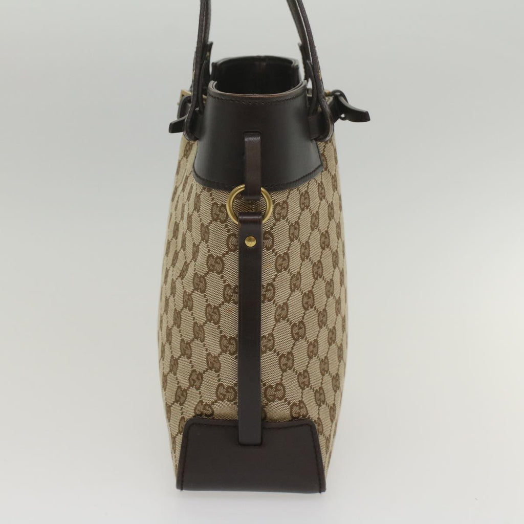 GUCCI GG Canvas Tote Bag Leather Beige 107757 yk8831