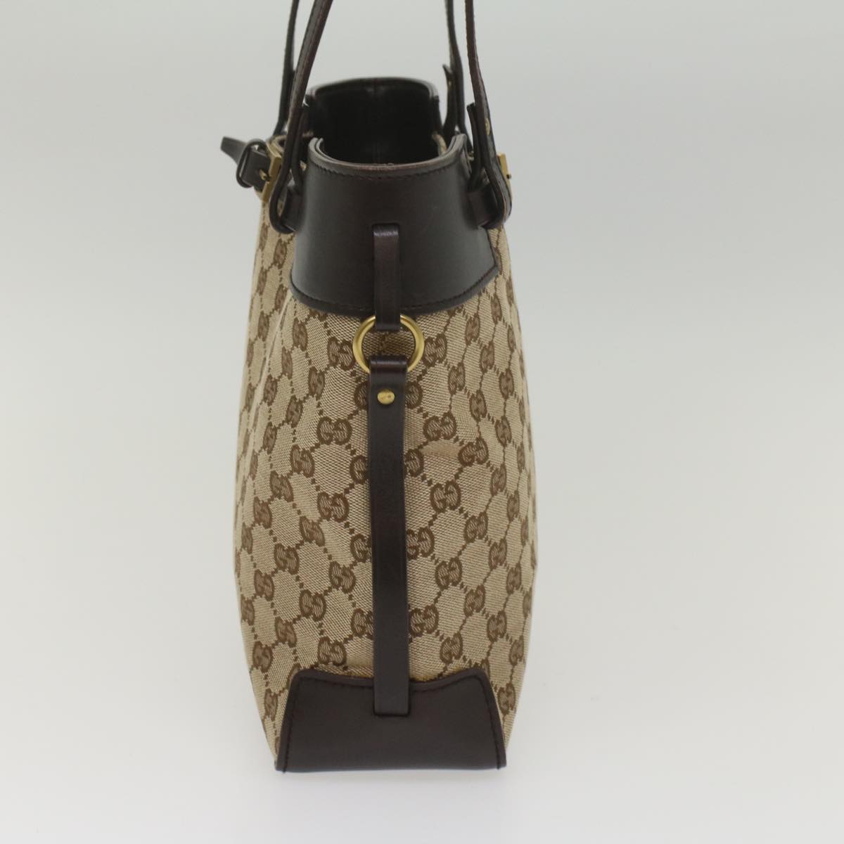 GUCCI GG Canvas Tote Bag Leather Beige 107757 yk8831