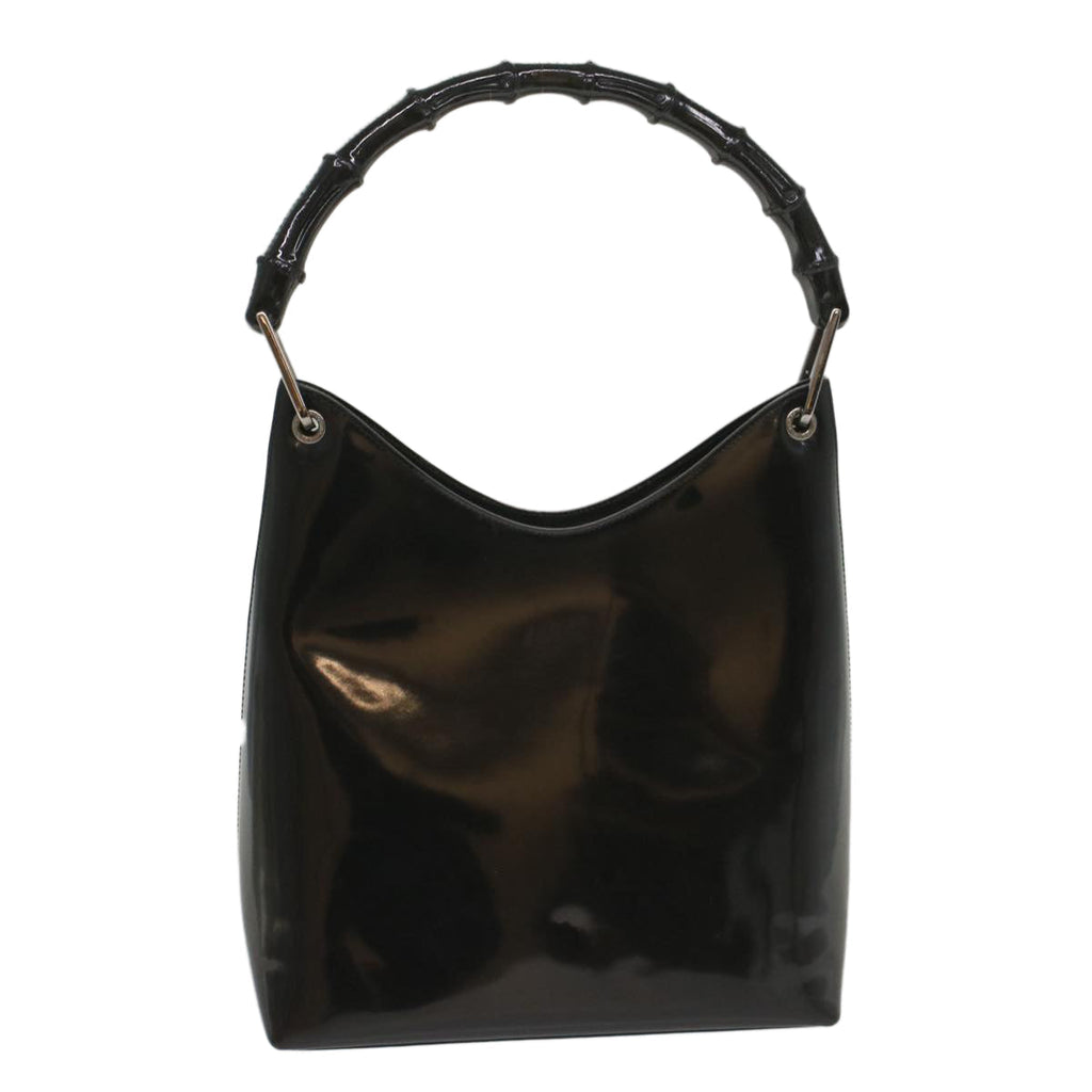 GUCCI Bamboo Shoulder Bag Patent leather Black 001 2046 3007 yk8834