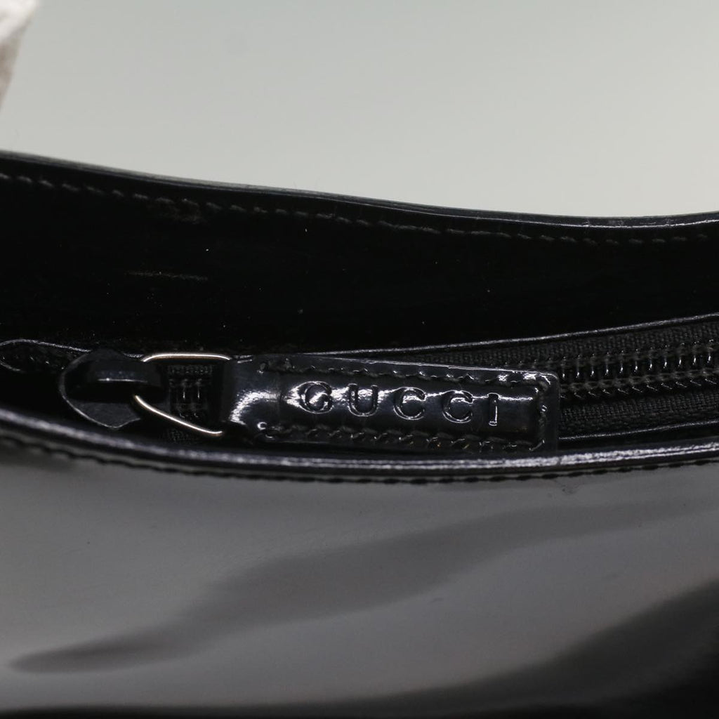 GUCCI Bamboo Shoulder Bag Patent leather Black 001 2046 3007 yk8834