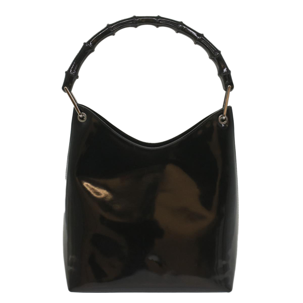 GUCCI Bamboo Shoulder Bag Patent leather Black 001 2046 3007 yk8834
