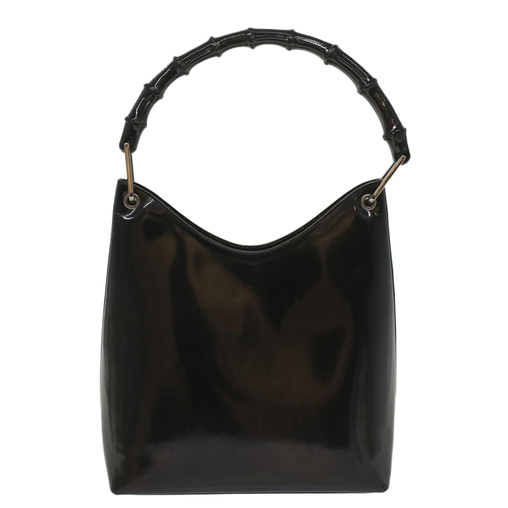 GUCCI Bamboo Shoulder Bag Patent leather Black 001 2046 3007 yk8834