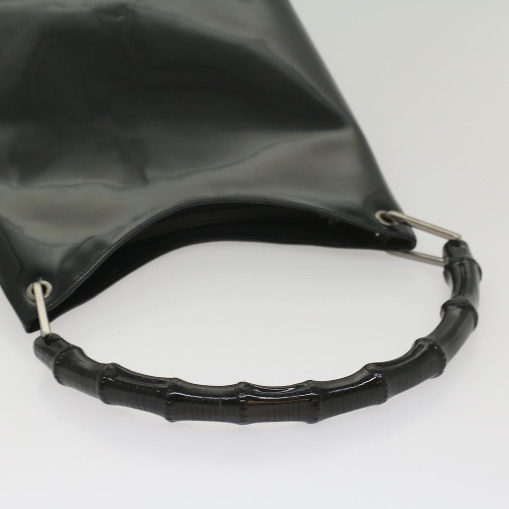 GUCCI Bamboo Shoulder Bag Patent leather Black 001 2046 3007 yk8834
