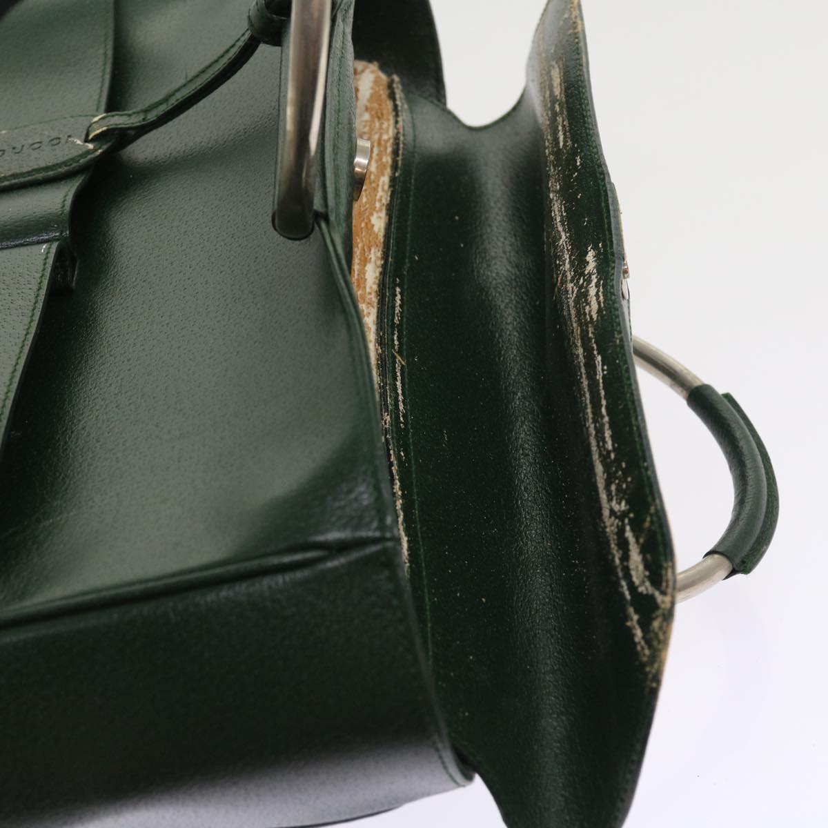 GUCCI Hand Bag Leather Green 002.3754 yk8860