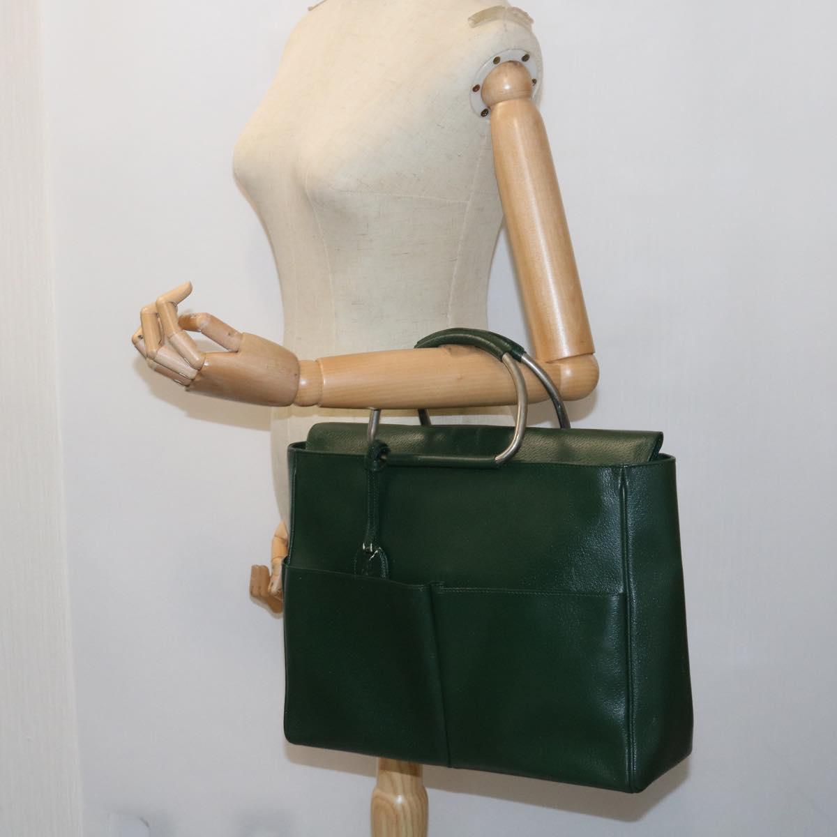 GUCCI Hand Bag Leather Green 002.3754 yk8860