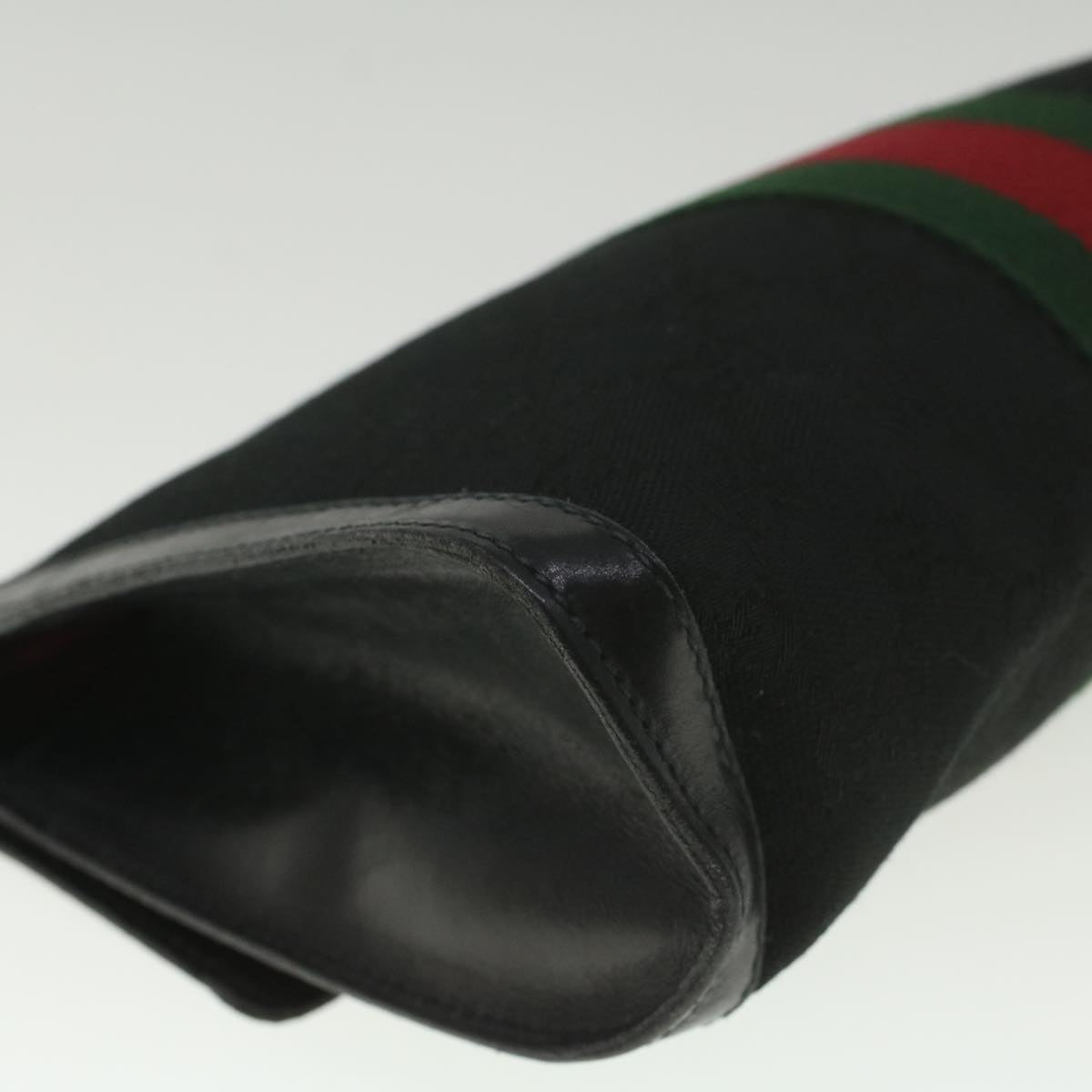 GUCCI GG Canvas Web Sherry Line Shoulder Bag Black Green Red yk8868