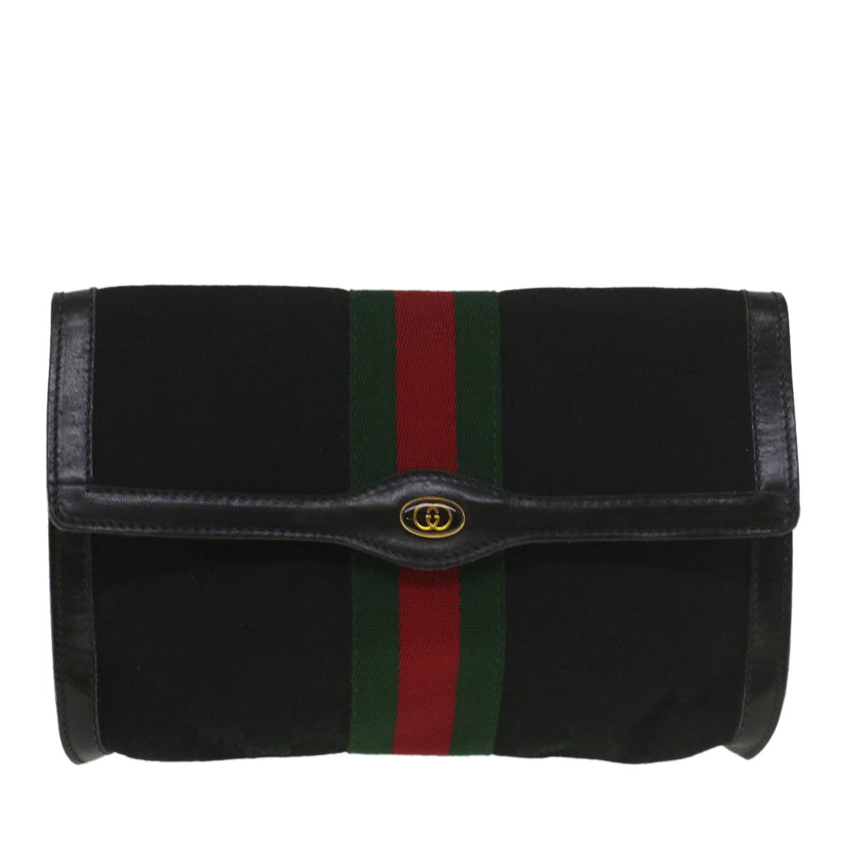 GUCCI GG Canvas Web Sherry Line Shoulder Bag Black Green Red yk8868