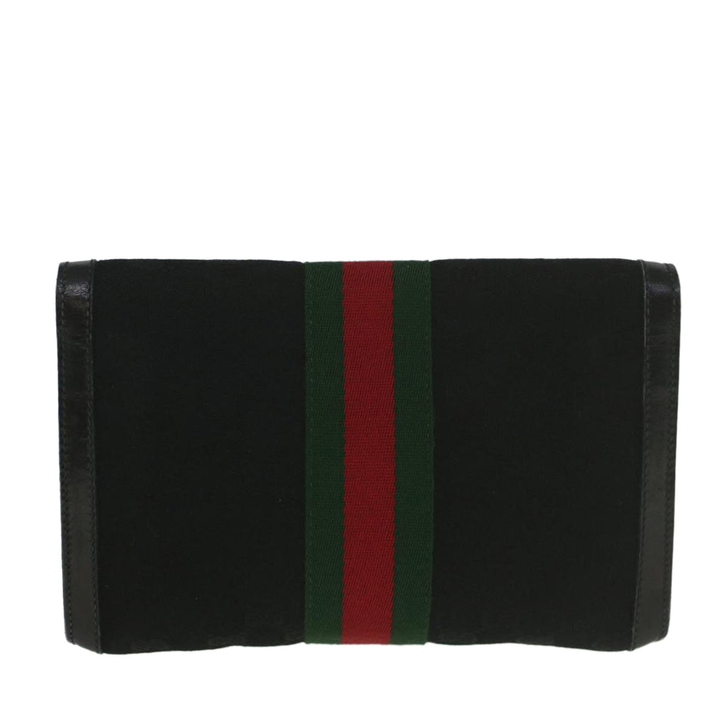 GUCCI GG Canvas Web Sherry Line Shoulder Bag Black Green Red yk8868