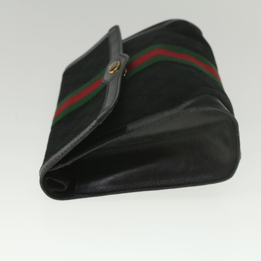 GUCCI GG Canvas Web Sherry Line Shoulder Bag Black Green Red yk8868