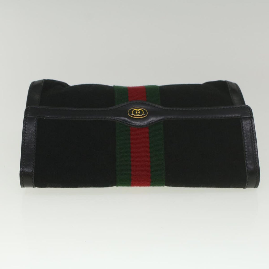 GUCCI GG Canvas Web Sherry Line Shoulder Bag Black Green Red yk8868