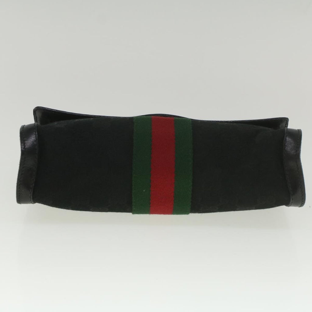 GUCCI GG Canvas Web Sherry Line Shoulder Bag Black Green Red yk8868