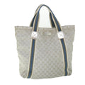 GUCCI GG Canvas Sherry Line Tote Bag Silver Blue Gray 189669 yk8875