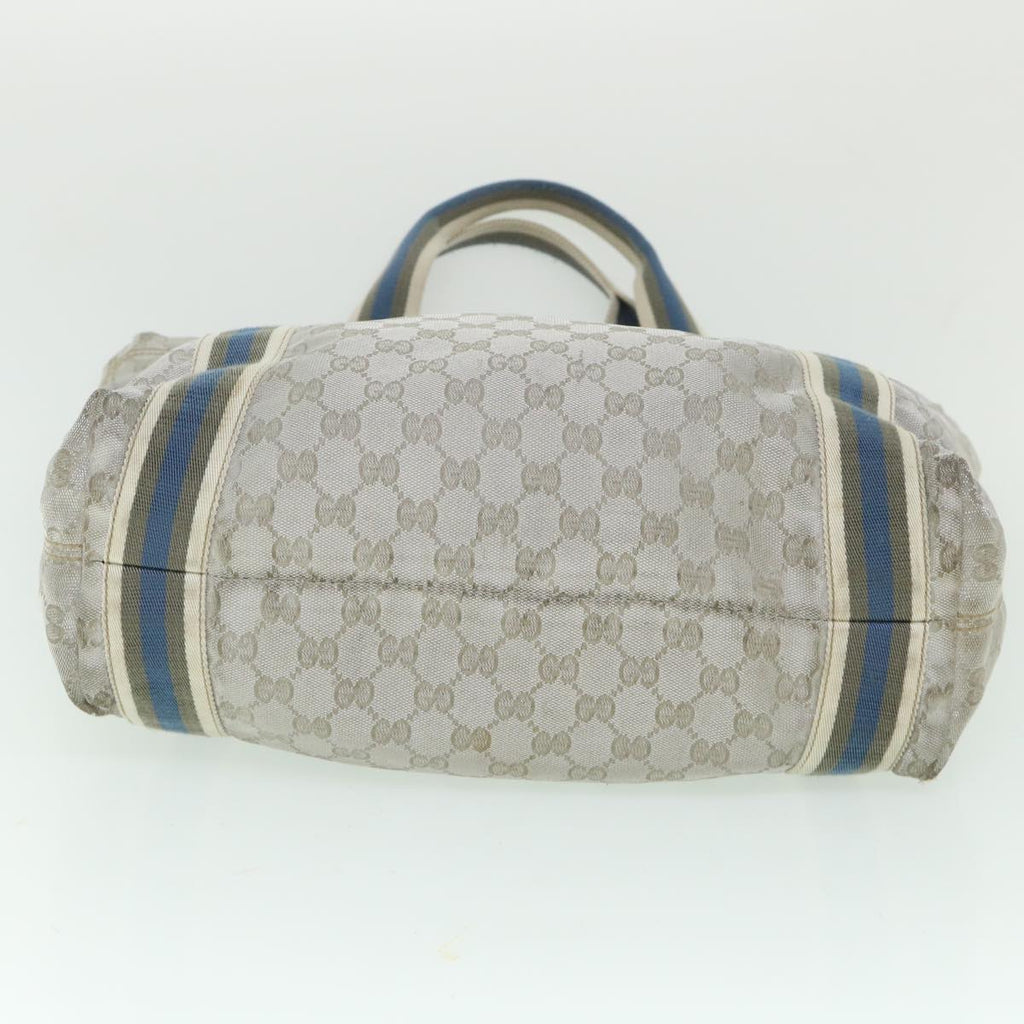 GUCCI GG Canvas Sherry Line Tote Bag Silver Blue Gray 189669 yk8875