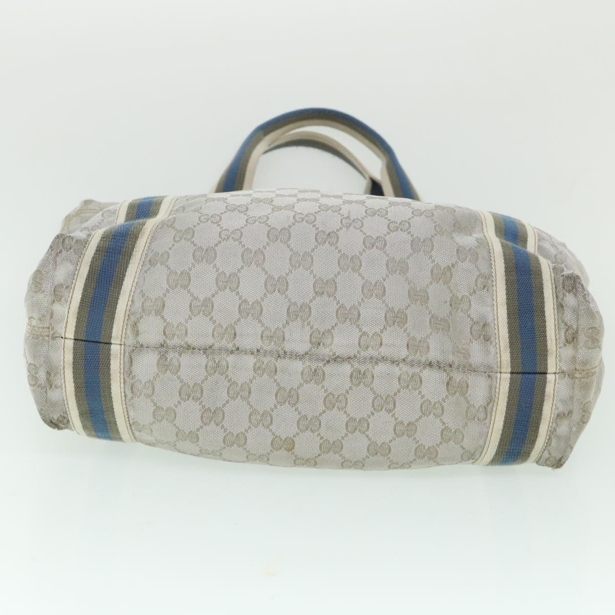 GUCCI GG Canvas Sherry Line Tote Bag Silver Blue Gray 189669 yk8875