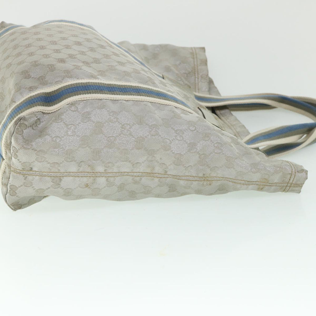 GUCCI GG Canvas Sherry Line Tote Bag Silver Blue Gray 189669 yk8875