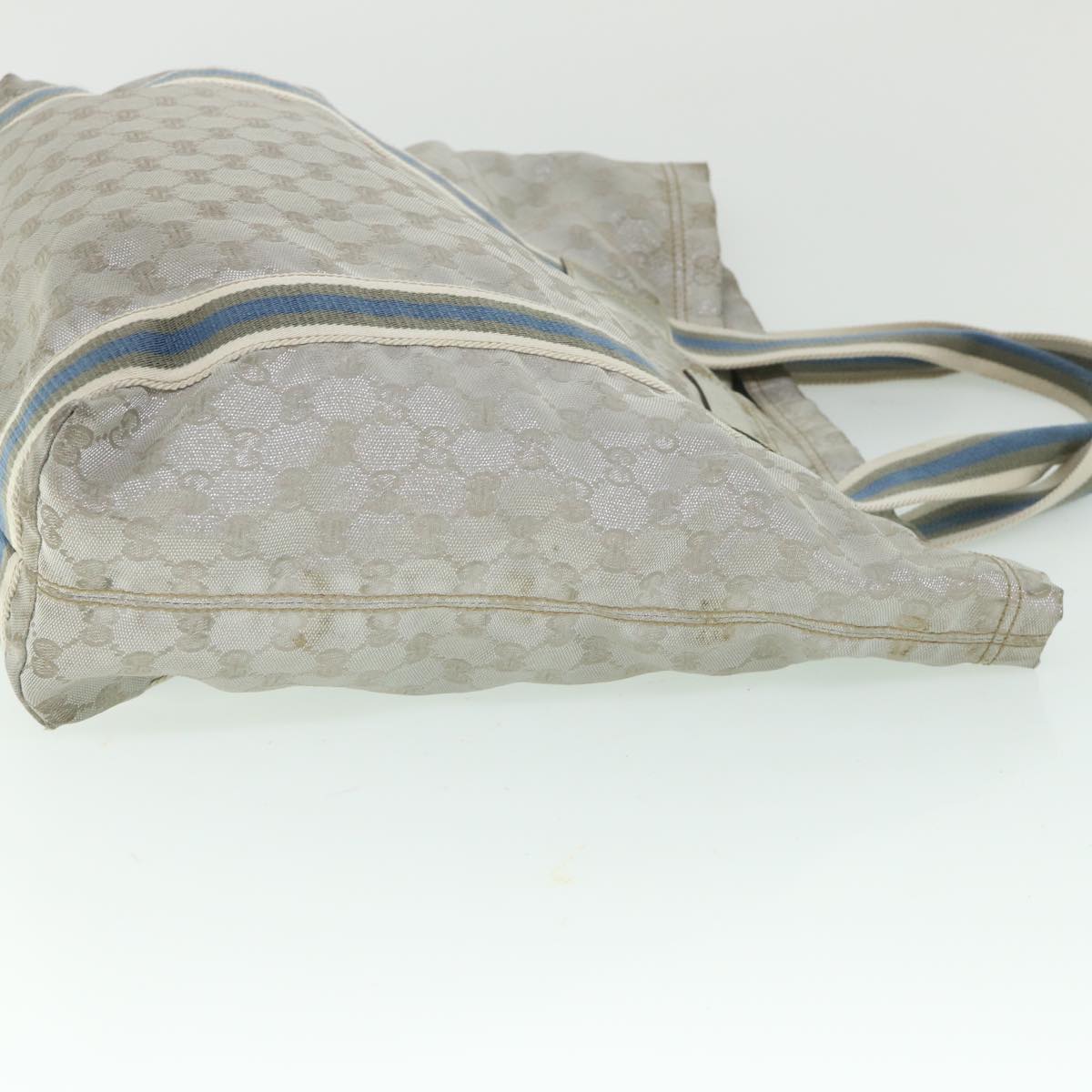 GUCCI GG Canvas Sherry Line Tote Bag Silver Blue Gray 189669 yk8875