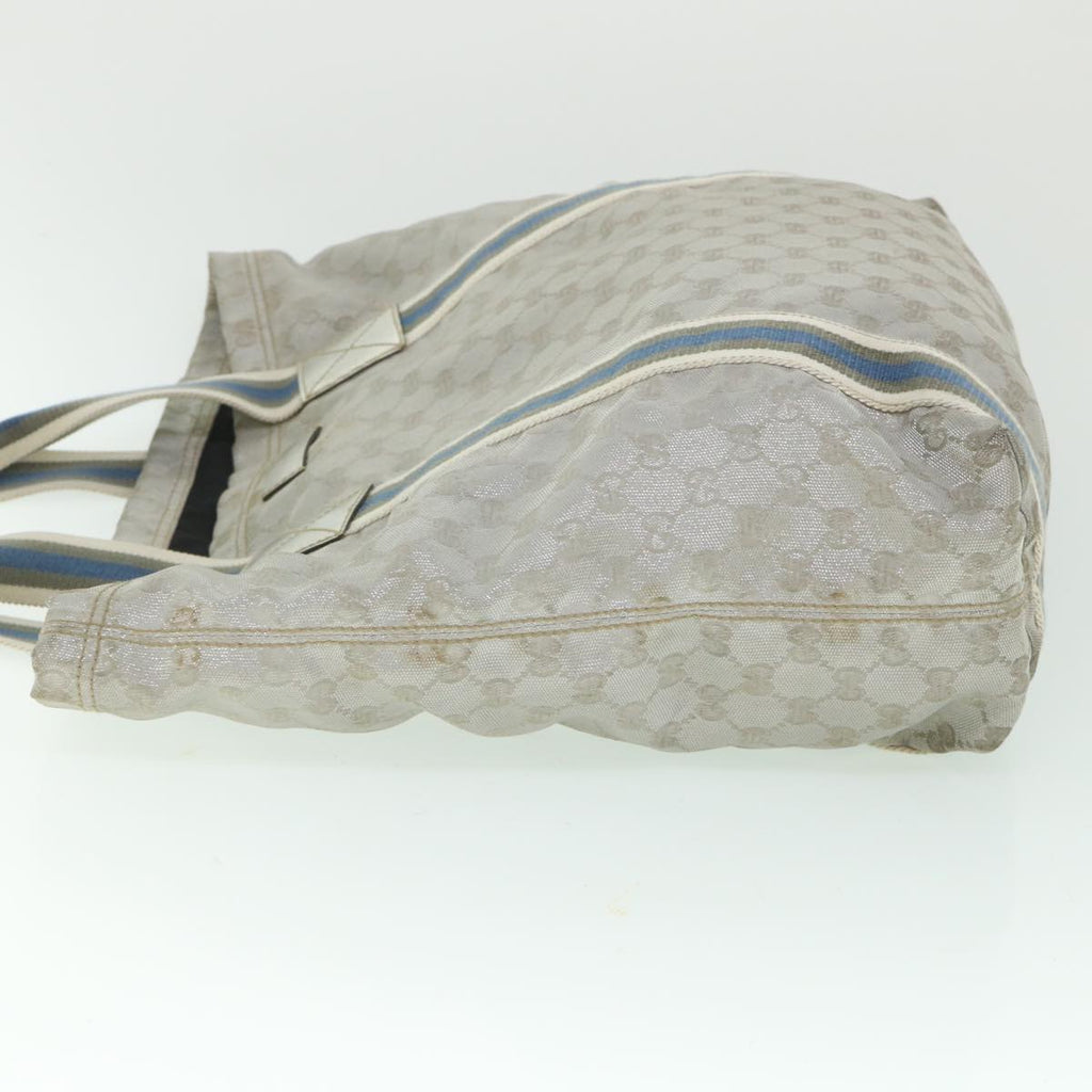 GUCCI GG Canvas Sherry Line Tote Bag Silver Blue Gray 189669 yk8875