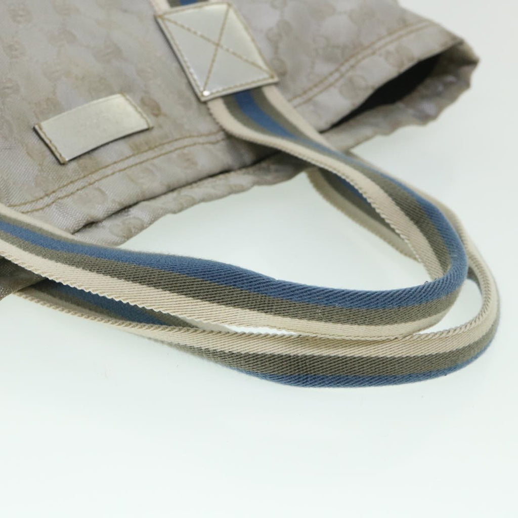 GUCCI GG Canvas Sherry Line Tote Bag Silver Blue Gray 189669 yk8875