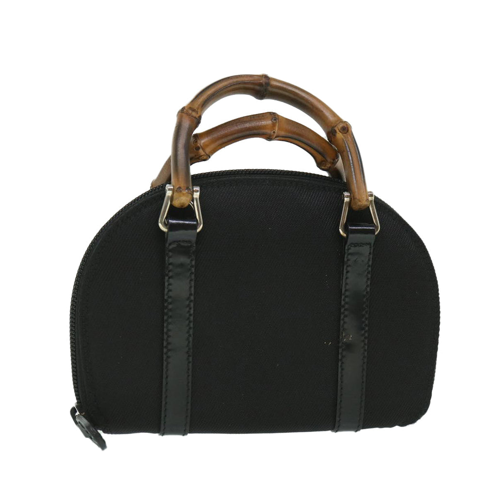 GUCCI Bamboo Wallet Hand Bag Nylon Canvas Black 039.1705.0701 yk8887
