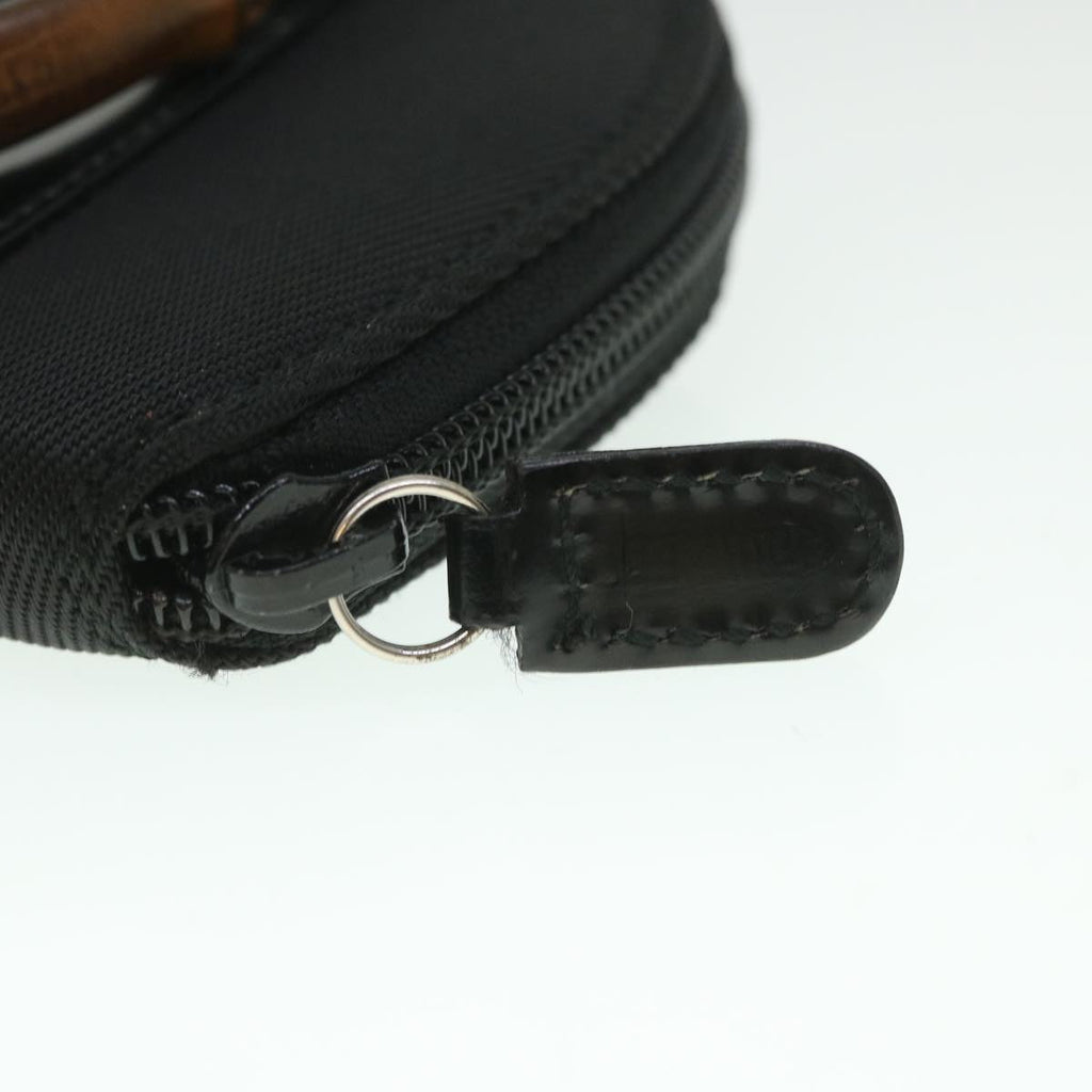 GUCCI Bamboo Wallet Hand Bag Nylon Canvas Black 039.1705.0701 yk8887