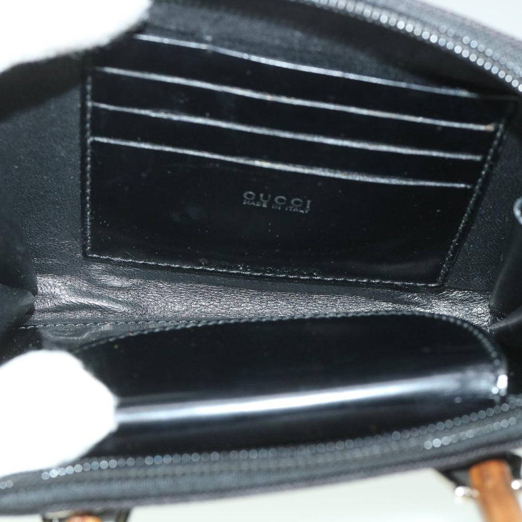 GUCCI Bamboo Wallet Hand Bag Nylon Canvas Black 039.1705.0701 yk8887