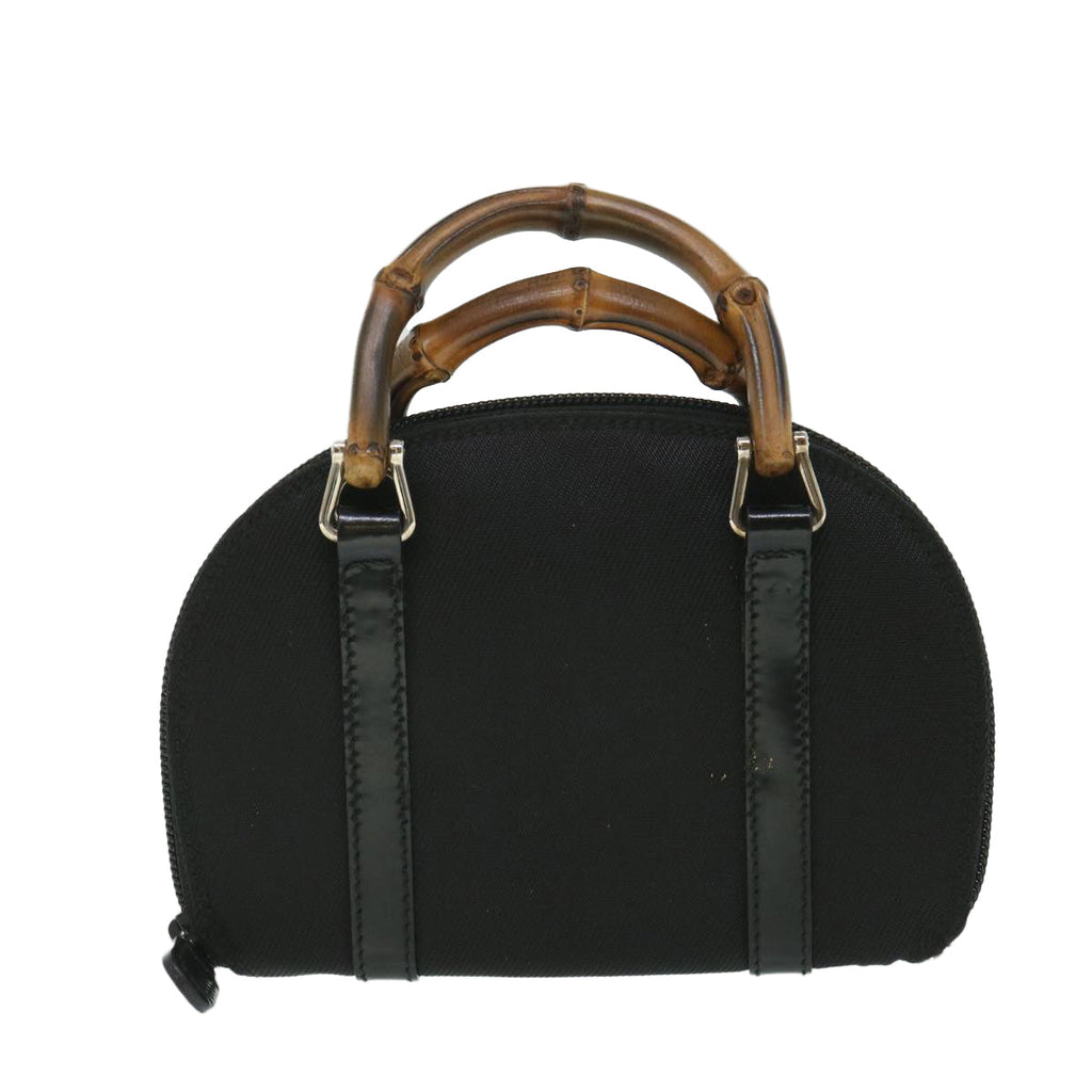 GUCCI Bamboo Wallet Hand Bag Nylon Canvas Black 039.1705.0701 yk8887