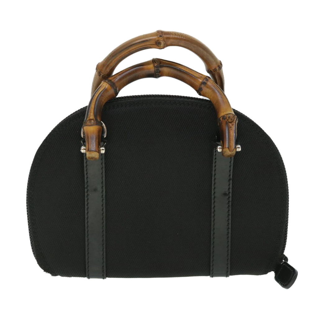 GUCCI Bamboo Wallet Hand Bag Nylon Canvas Black 039.1705.0701 yk8887