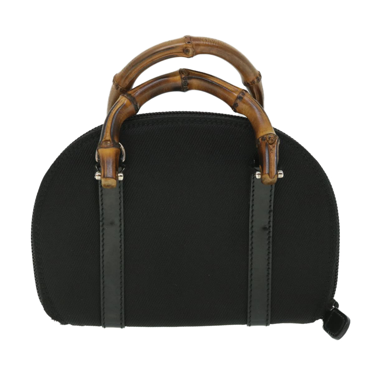 GUCCI Bamboo Wallet Hand Bag Nylon Canvas Black 039.1705.0701 yk8887
