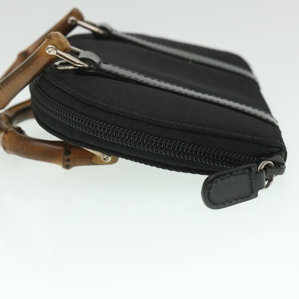 GUCCI Bamboo Wallet Hand Bag Nylon Canvas Black 039.1705.0701 yk8887