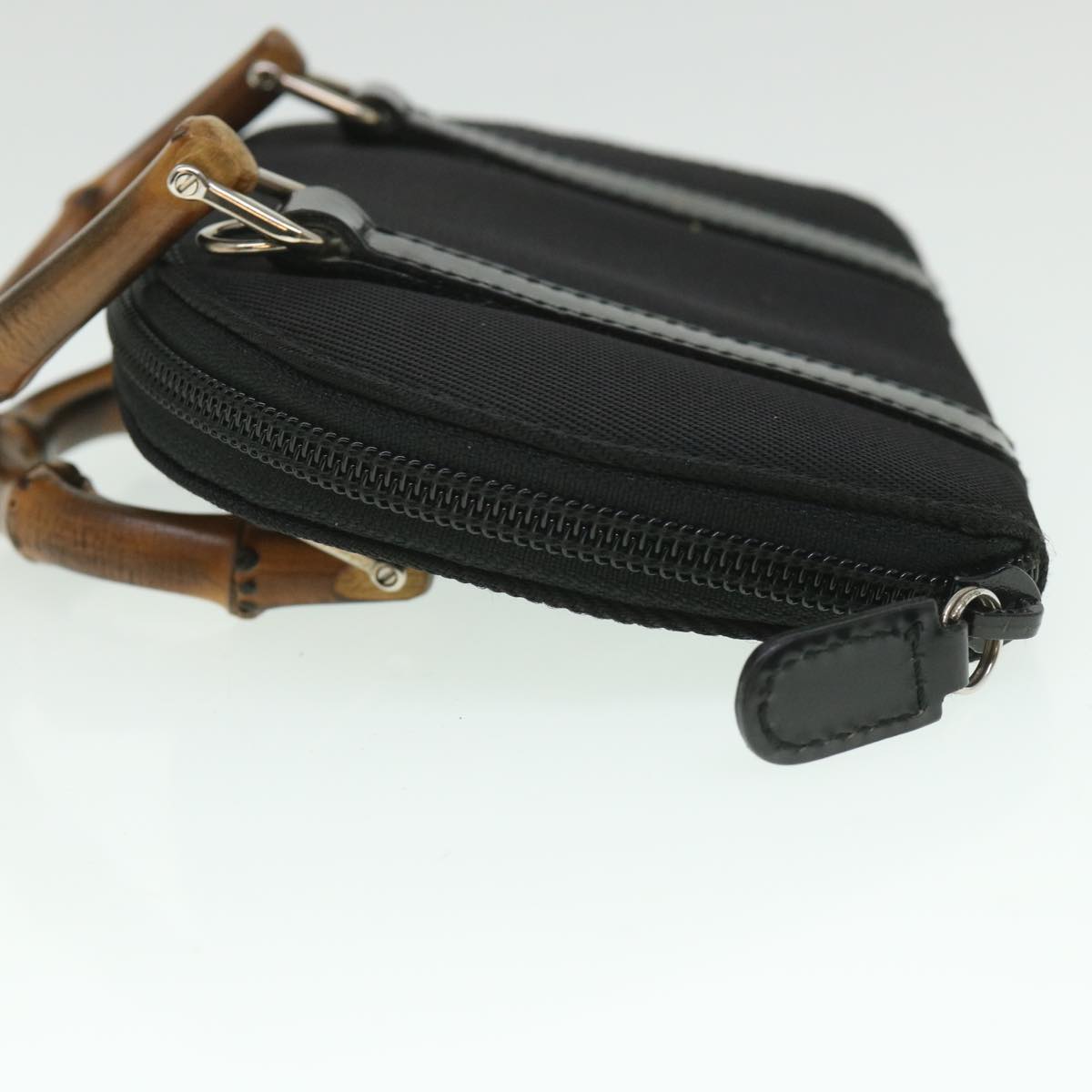 GUCCI Bamboo Wallet Hand Bag Nylon Canvas Black 039.1705.0701 yk8887