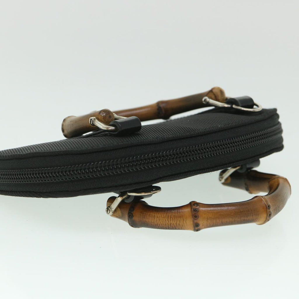 GUCCI Bamboo Wallet Hand Bag Nylon Canvas Black 039.1705.0701 yk8887