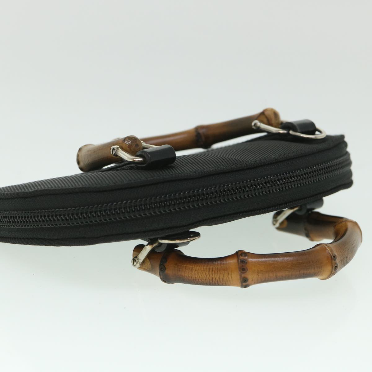 GUCCI Bamboo Wallet Hand Bag Nylon Canvas Black 039.1705.0701 yk8887