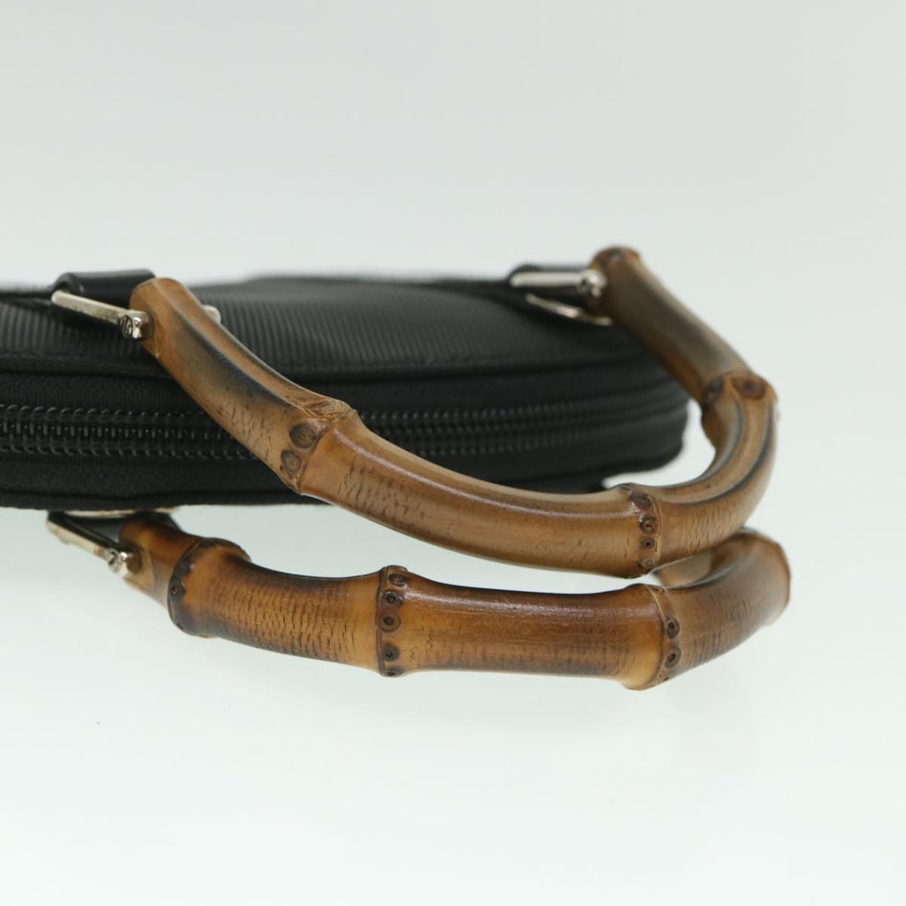 GUCCI Bamboo Wallet Hand Bag Nylon Canvas Black 039.1705.0701 yk8887