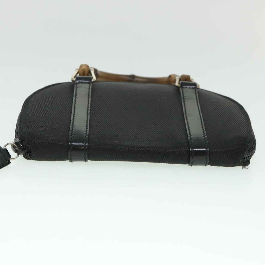 GUCCI Bamboo Wallet Hand Bag Nylon Canvas Black 039.1705.0701 yk8887