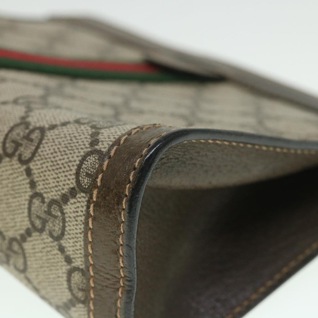 GUCCI GG Supreme Web Sherry Line Clutch Bag Beige Red 67 014 2125 yk8889