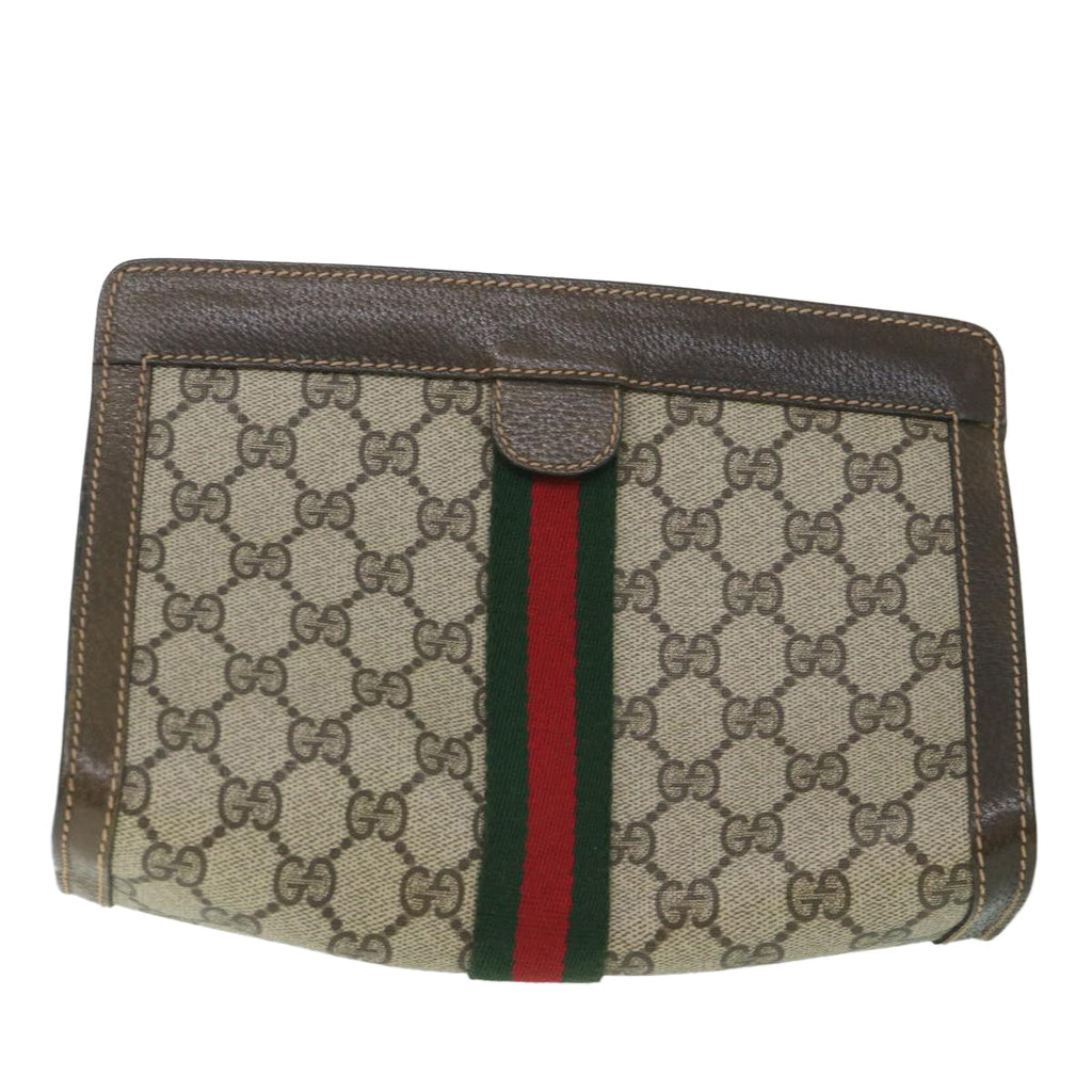 GUCCI GG Supreme Web Sherry Line Clutch Bag Beige Red 67 014 2125 yk8889