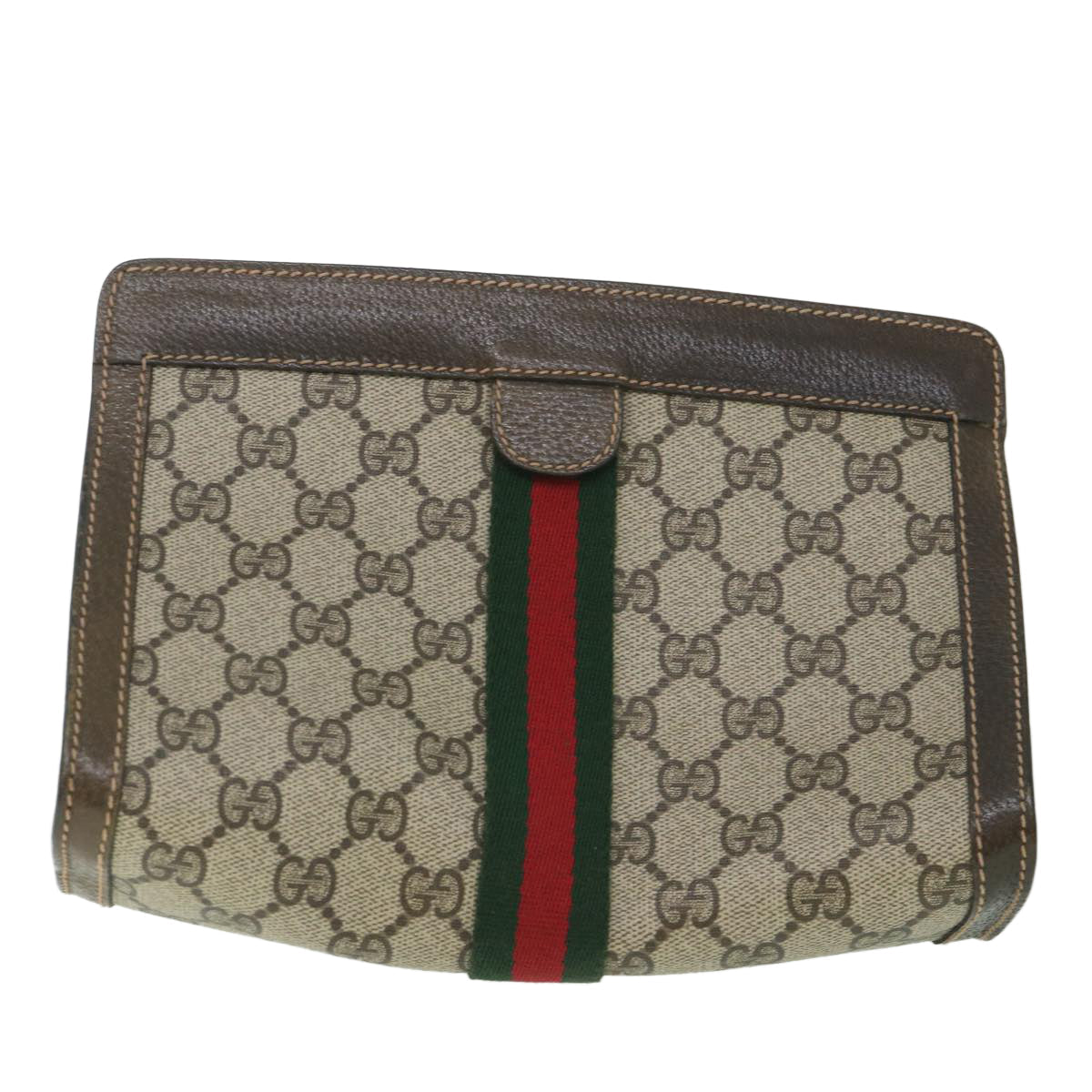 GUCCI GG Supreme Web Sherry Line Clutch Bag Beige Red 67 014 2125 yk8889