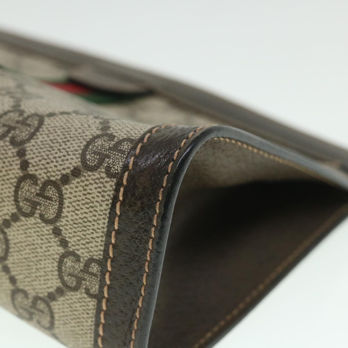 GUCCI GG Supreme Web Sherry Line Clutch Bag Beige Red 67 014 2125 yk8889