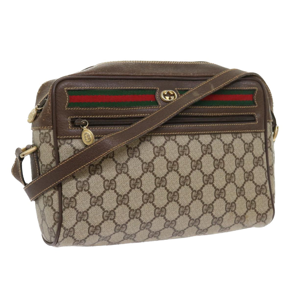 GUCCI GG Canvas Web Sherry Line Shoulder Bag Beige Red 40 02 088 yk8896