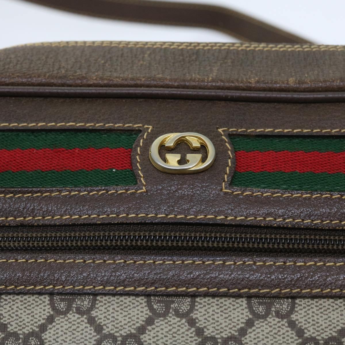 GUCCI GG Canvas Web Sherry Line Shoulder Bag Beige Red 40 02 088 yk8896