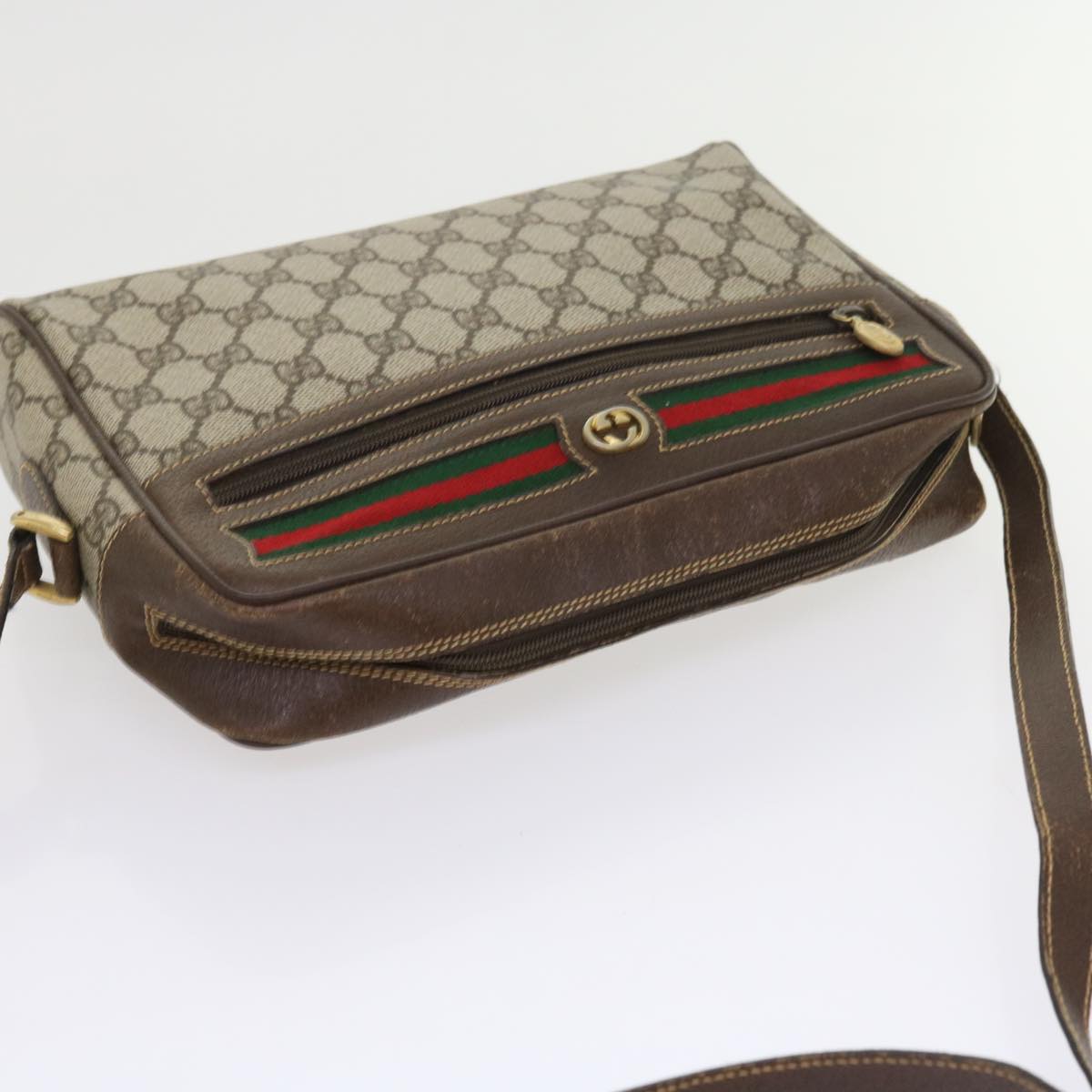 GUCCI GG Canvas Web Sherry Line Shoulder Bag Beige Red 40 02 088 yk8896
