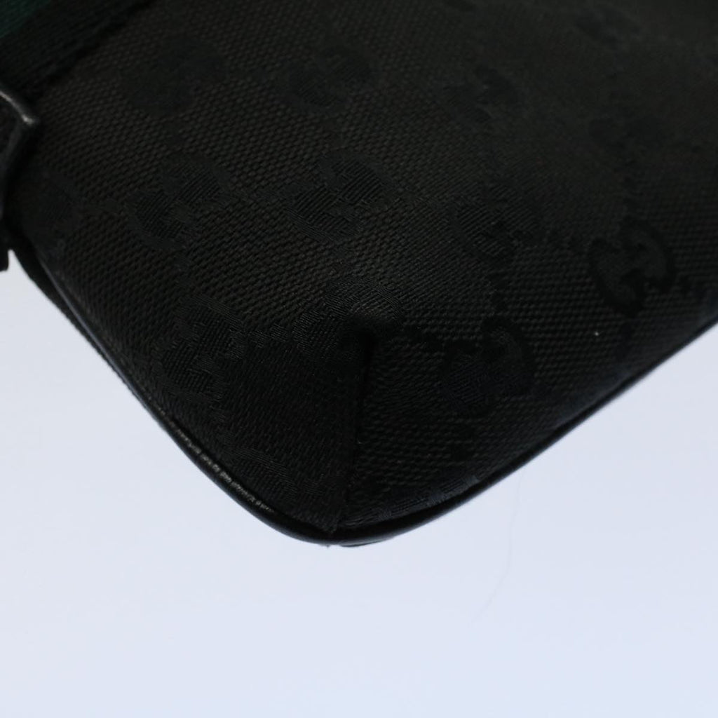 GUCCI GG Canvas Sherry Line Hand Bag Black Green 145970 yk8903