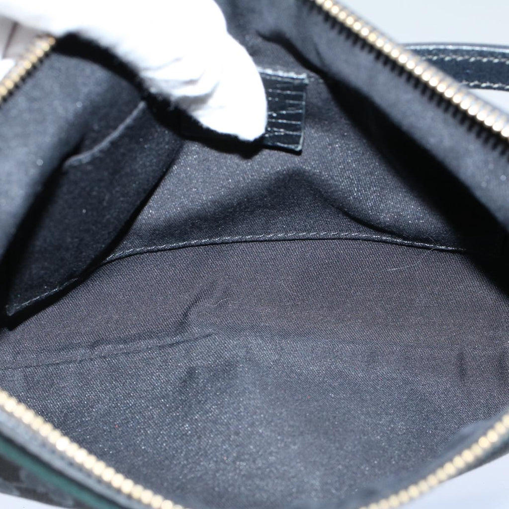 GUCCI GG Canvas Sherry Line Hand Bag Black Green 145970 yk8903