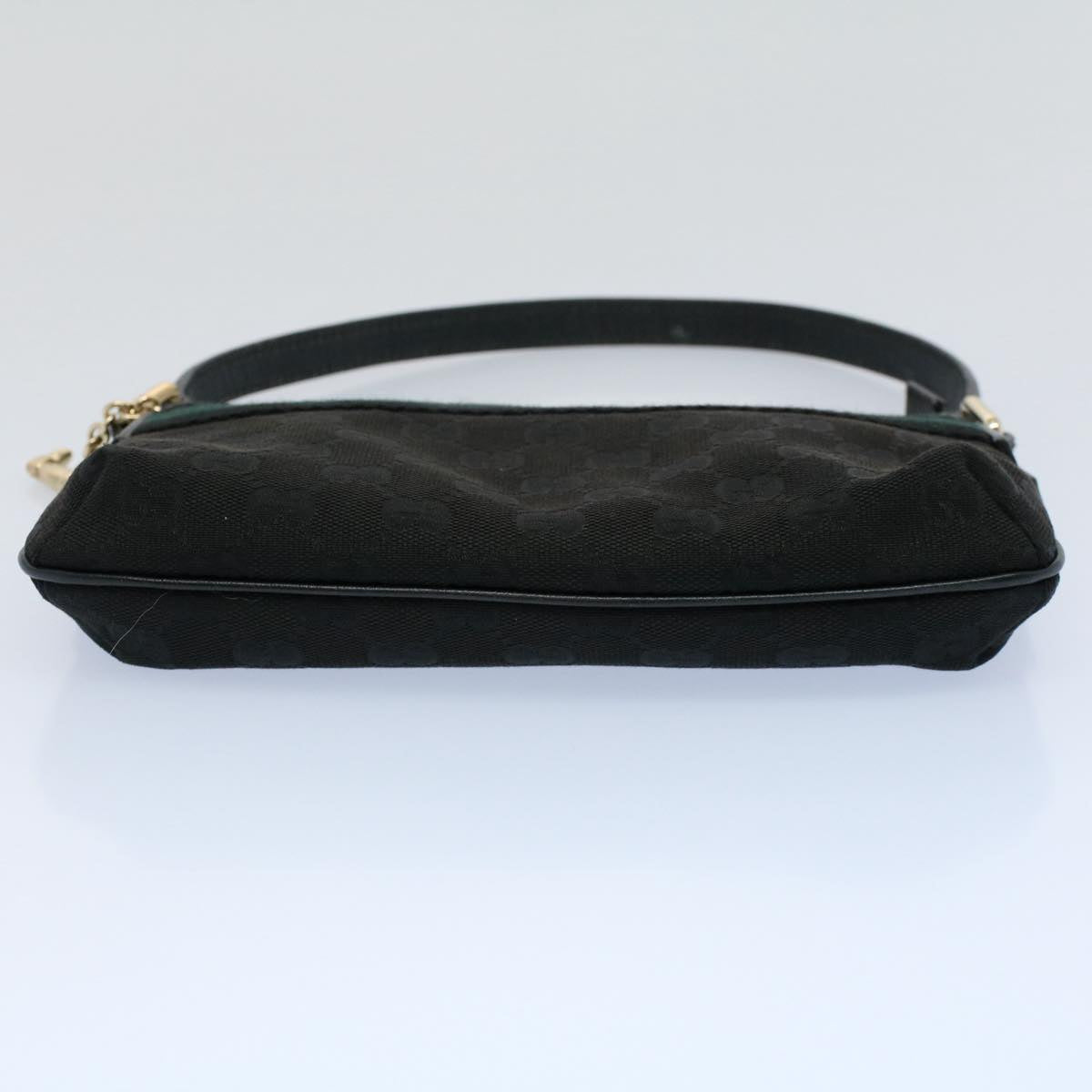 GUCCI GG Canvas Sherry Line Hand Bag Black Green 145970 yk8903