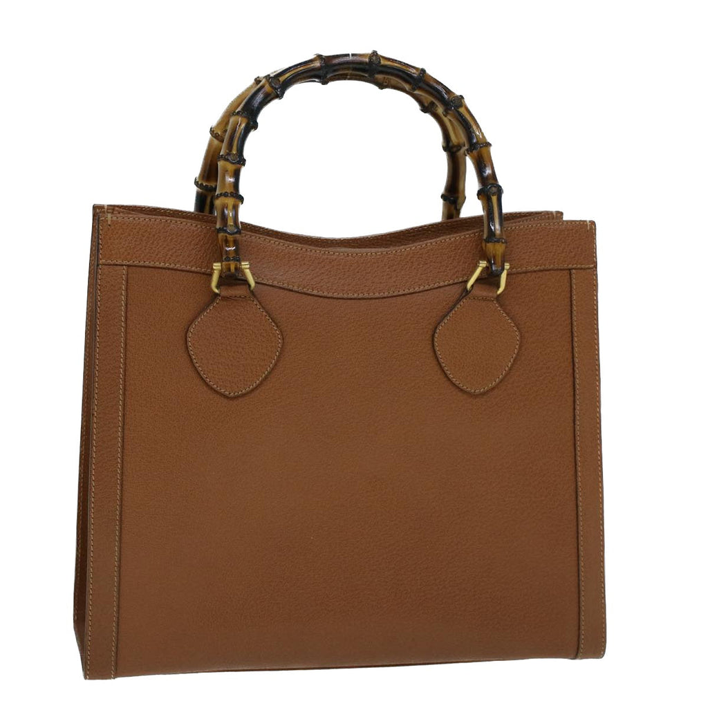 GUCCI Bamboo Hand Bag Leather Brown yk8924