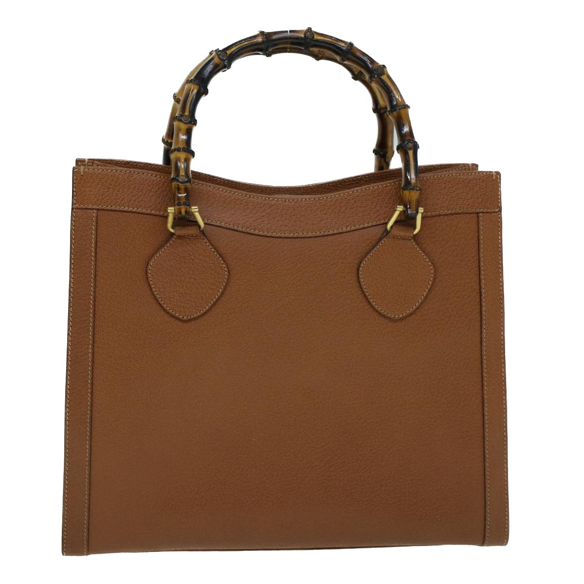 GUCCI Bamboo Hand Bag Leather Brown yk8924