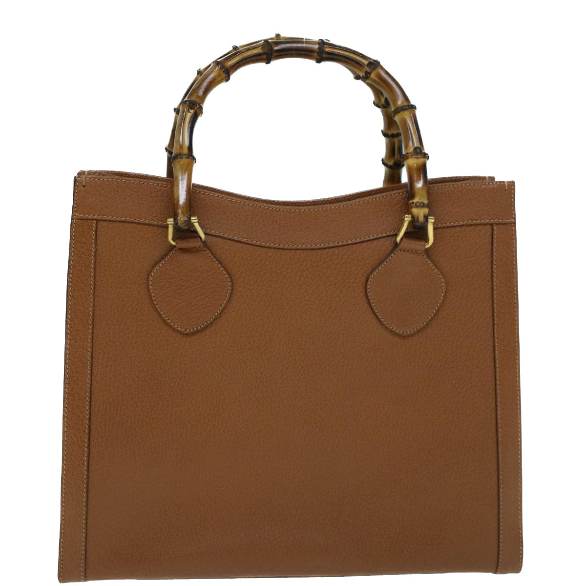 GUCCI Bamboo Hand Bag Leather Brown yk8924