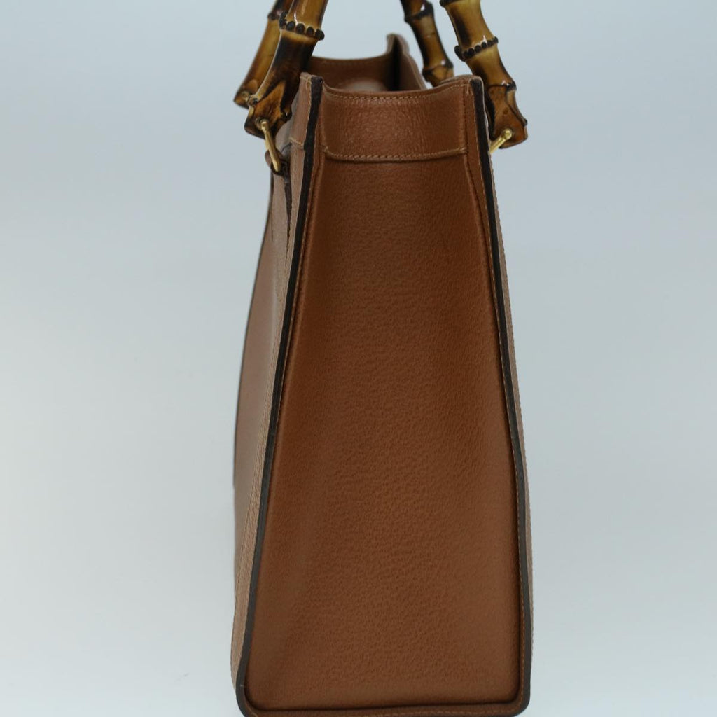 GUCCI Bamboo Hand Bag Leather Brown yk8924