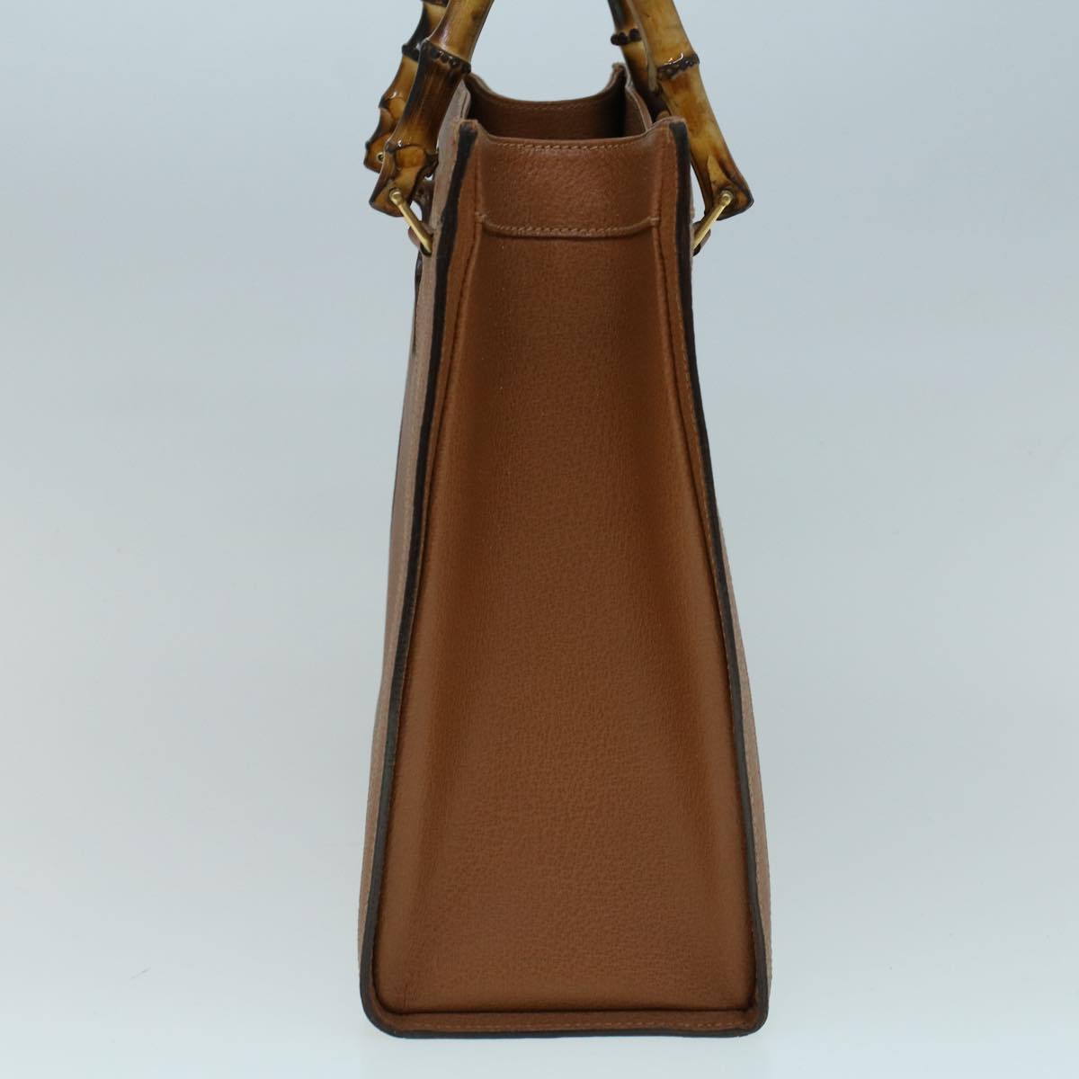 GUCCI Bamboo Hand Bag Leather Brown yk8924